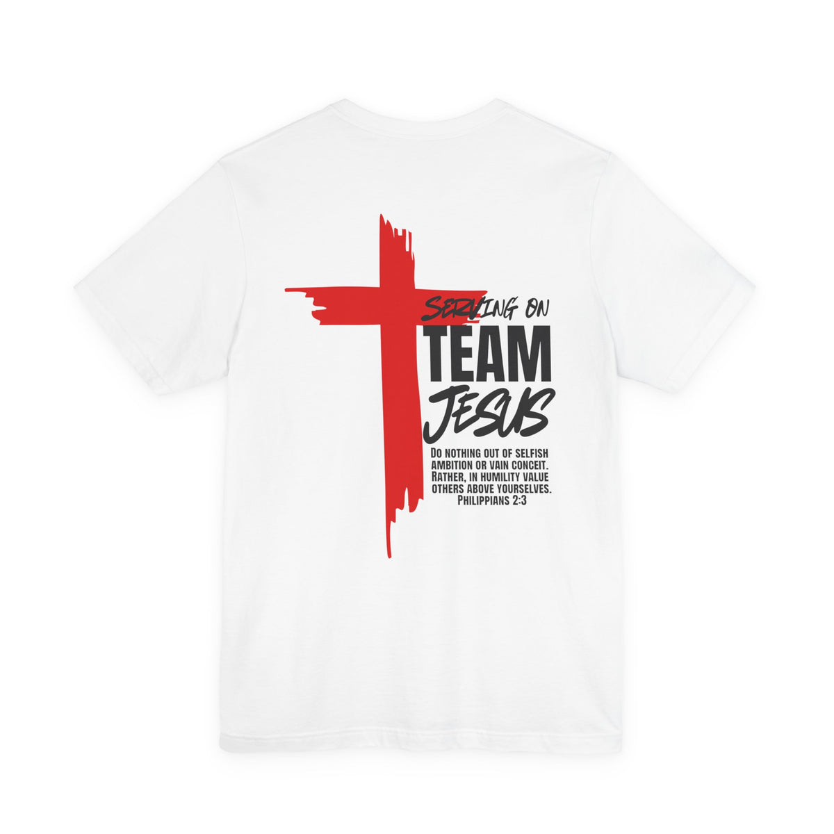 Serving On Team Jesus Christian T-Shirt | White & Silver | Philippians234