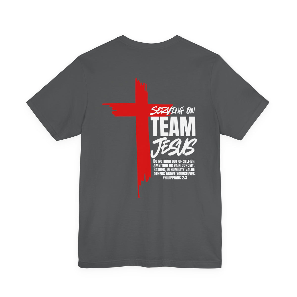 Serving on Team Jesus Christian T-Shirt | Black & Gray | Philippians234