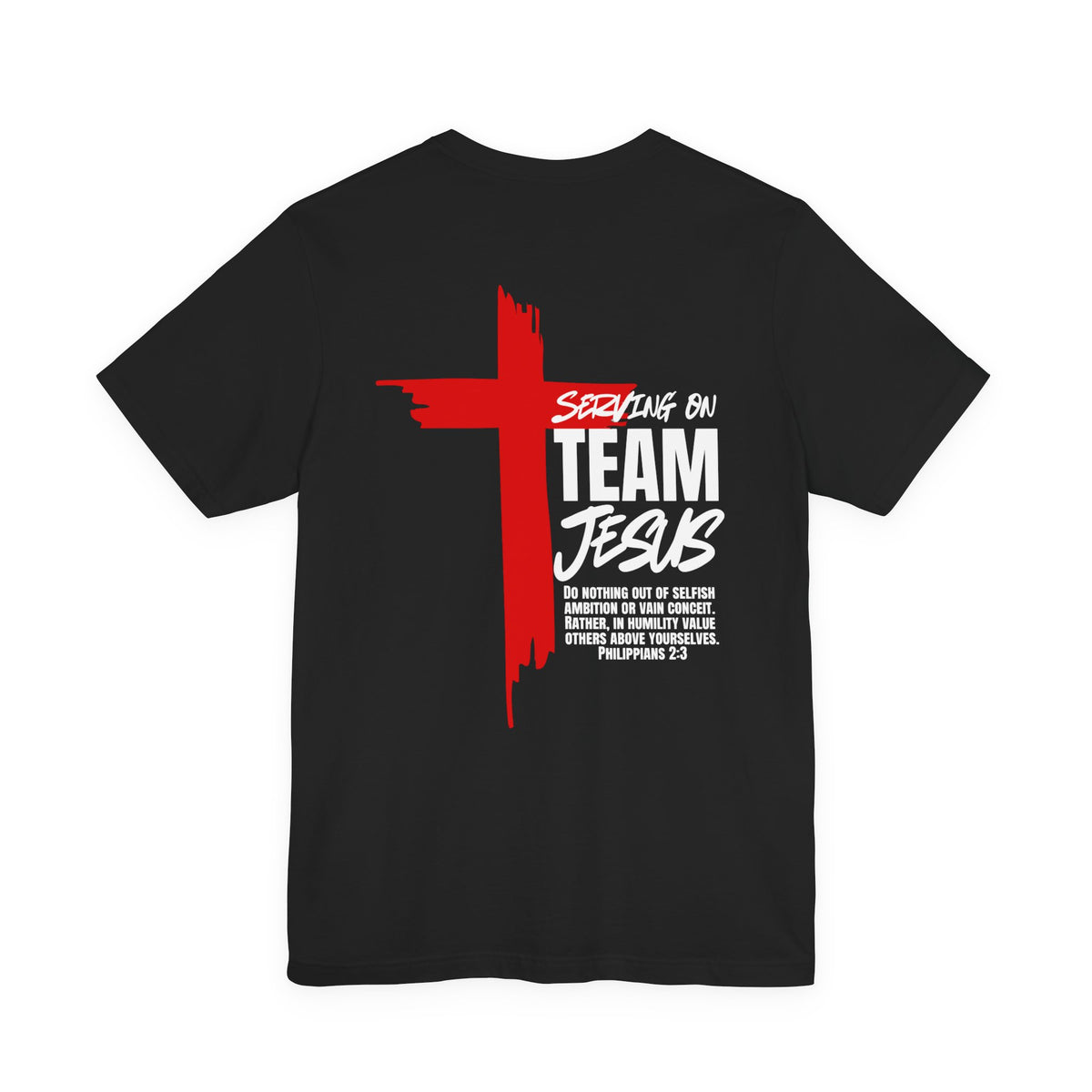 Serving on Team Jesus Christian T-Shirt | Black & Gray | Philippians234